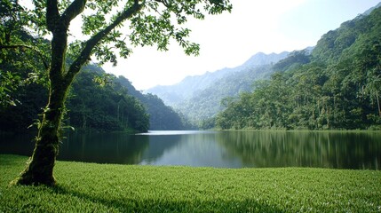 Serene Lake Mountain Landscape