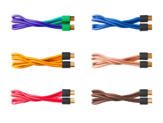 Isolated Set of USB Cables with Different Colors