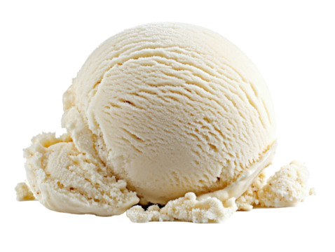 Isolated Double Scoop of Vanilla Ice Cream on White Background
