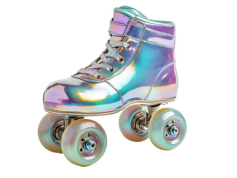 Isolated Iridescent Roller Skate on White Background