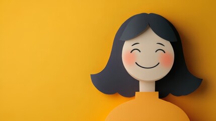 Happy Papercraft Person Smiling with Cheerful Positive Emotion and Expression