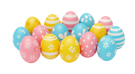 Colourful easter eggs isolated on transparent background