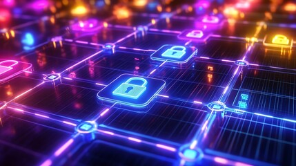 Obraz premium Neon Network Security Concept