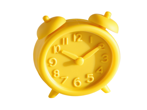Isolated Yellow Retro Alarm Clock