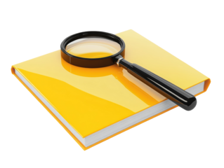 Isolated Magnifying Glass over Yellow Book
