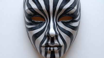 Naklejka premium Zebra-striped face mask, elegant, black and white.