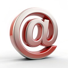 Modern 3D @ Symbol Sleek Digital Icon on White Background.