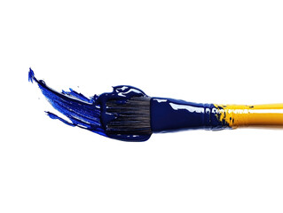Isolated Blue Paint Stroke with Paint Brush