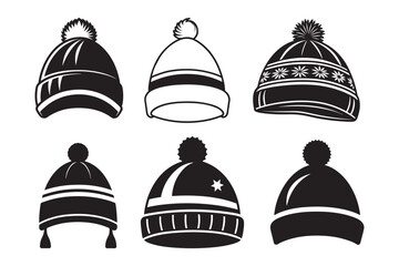 Winter hat silhouette vector Bundle, Winter hat silhouette