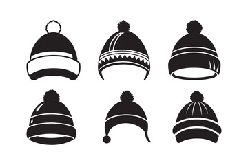 Winter hat silhouette vector Bundle, Winter hat silhouette