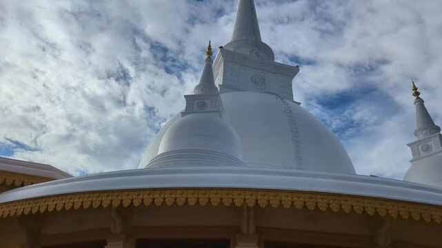 Peaceful Buddhist Stupa in Sri Lanka - Sacred White Dome at Religious Site