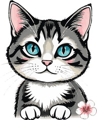 Cat Vector Illustration on White Background - High-Quality Digital Artwork