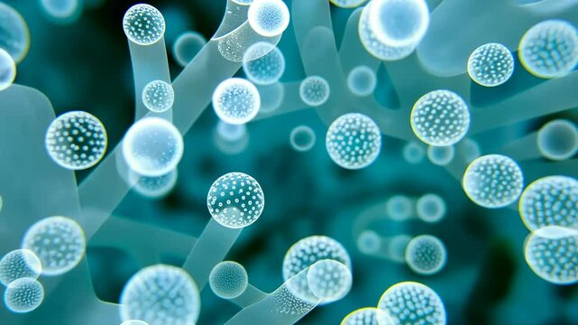 Microscopic view of bacteria colonies exhibiting diverse shapes and sizes in a dark background environment