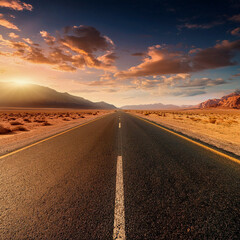 Fototapeta premium Empty straight asphalt road in the desert