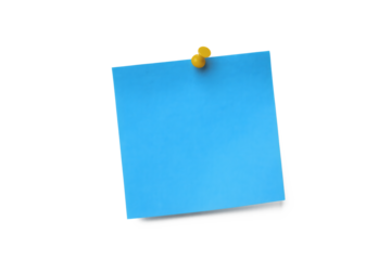 Isolated picture of a blue post-it note on white background png