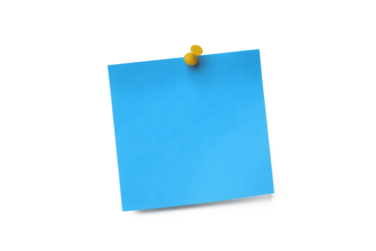 Isolated picture of a blue post-it note on white background png