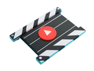 Isolated Movie Clapperboard with Play Button