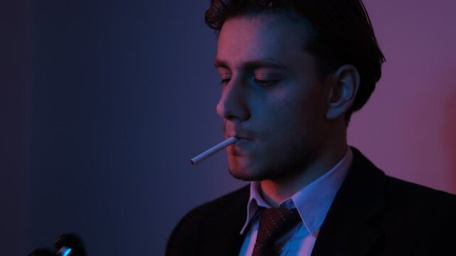 Smoking Man With Purple Filter