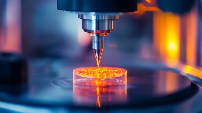Close-up of a precision instrument performing nanometer-scale analysis on a sample.
