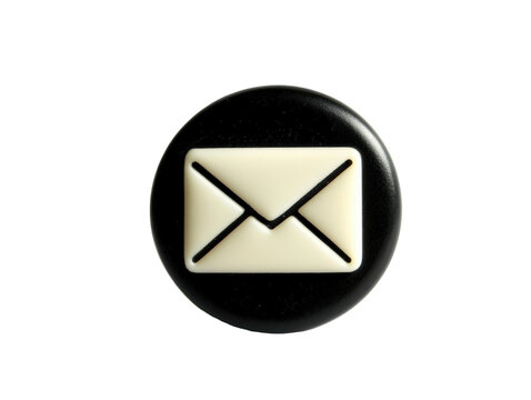 Isolated White Email Icon on Black Button - Powered by Adobe