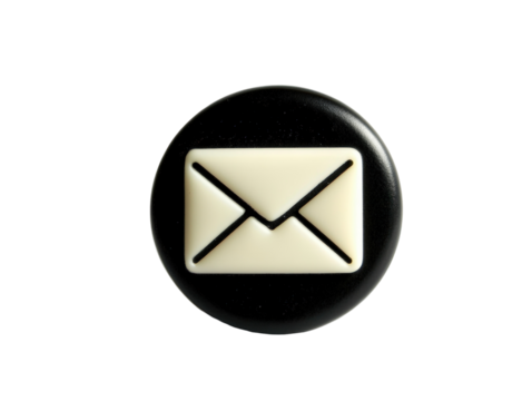 Isolated White Email Icon on Black Button