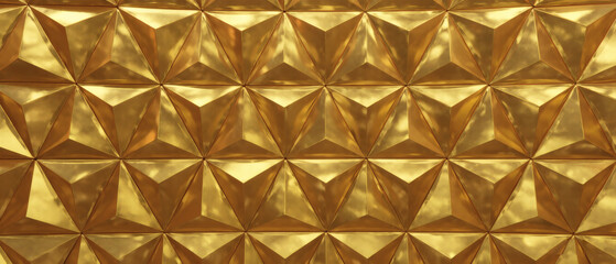 geometric pattern with triangular shapes in gold-colored metal.
