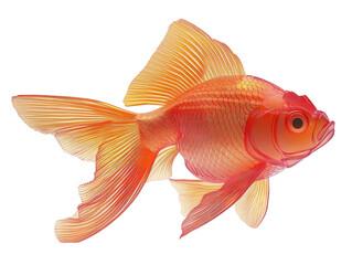 Isolated Red Goldfish with Transparent Fins