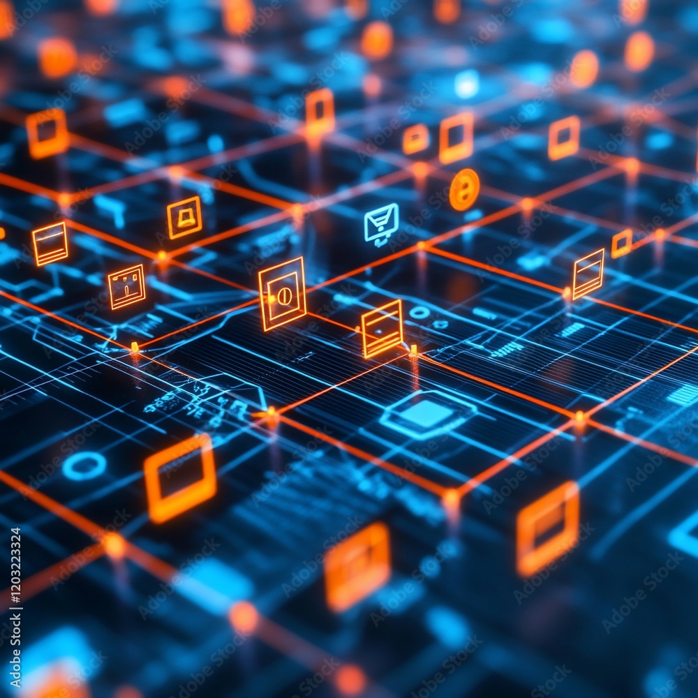 Wall mural abstract digital network connection.