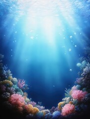 Fototapeta premium Surreal underwater exploration of the great barrier reef coral wonderland marine life ocean depths captivating viewpoint