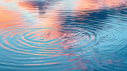 A minimalist view of smooth ripples in a shallow tidal pool, with colorful reflections of the sunset.