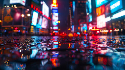 A vibrant close-up of water droplets clinging to a glass surface, creating sharp textures.