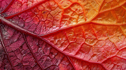Obraz premium A vibrant macro shot of a hibiscus flower petal, showcasing its fine veins and subtle gradient.