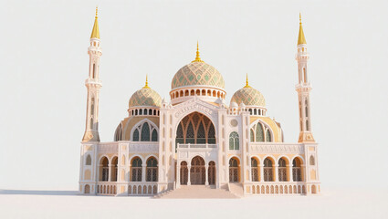 Fototapeta premium AI generative. 3d render of mosque illustration for element and background of islamic celebration greetings on white background. 57
