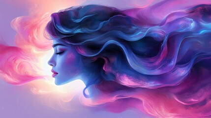 Women's side view with dreamy colors