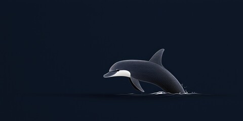 Obraz premium Animal illustration style concept. Dolphin swimming gracefully in dark waters with abstract patterns.