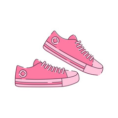 A pair of pink sneakers, combining comfort and fashion. Ideal for casual wear.