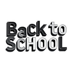 This bold and graphic design features the phrase 'Back to School' in a striking 3D style