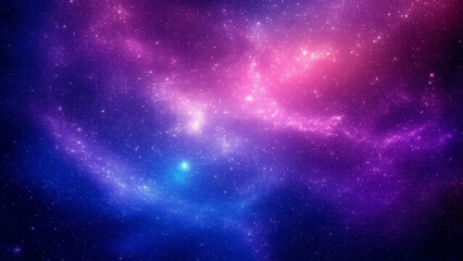 Fototapeta premium Create a vibrant cosmic background with a starry sky, glowing nebula clouds, and a smooth purple, pink, and blue gradient. Highlight a serene and limitless atmosphere with imaginative design.