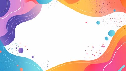 Fototapeta premium Colorful abstract liquid shapes frame on white background.