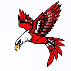 Obraz premium Stylized Native American Eagle Design in Black and Red