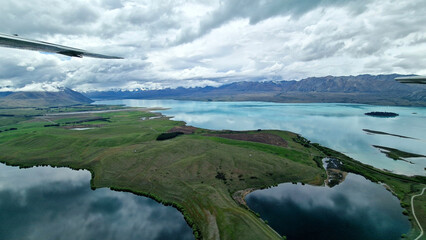 The Magnificent Aerial Views of the Lakes Tekapo and Pukaki, New Zealand