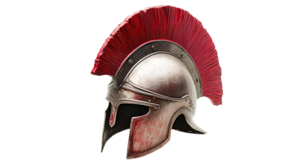 metal helmet of the medieval knight isolated on transparent background