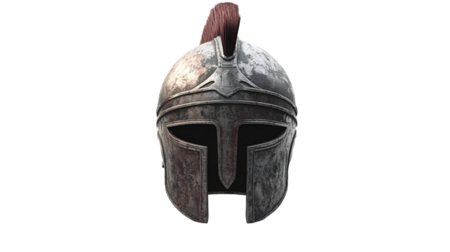 iron helmet of the medieval knight isolated on transparent background