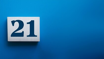 Banner number 21 on blue background, copy space. Generated image
