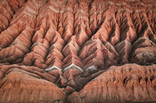 Atacama ridges at dawn seen from a drone