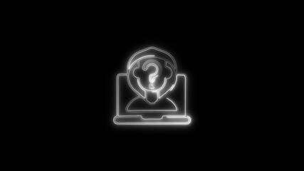 Glowing neon Annonymous  icon isolated on black background. HD Video motion graphic animation