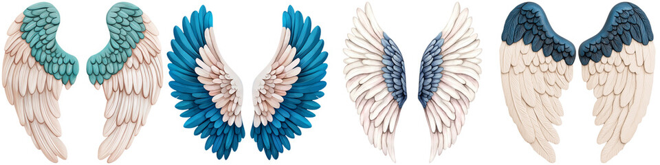 Fototapeta premium Passion motivation and excitement, The image showcases a variety of intricately designed wings in different colors and patterns.