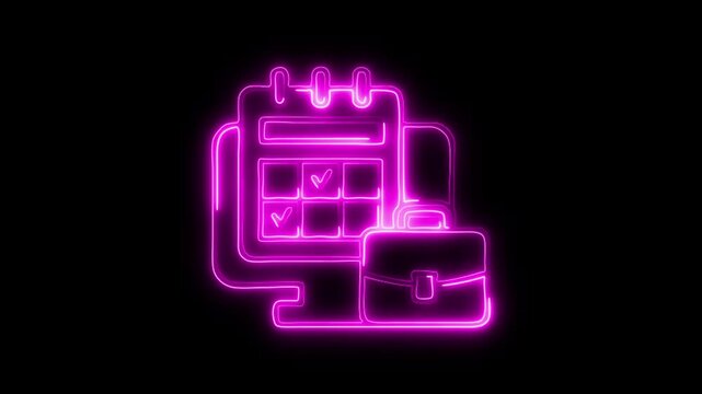 Glowing neon Calendar Event  icon isolated on black background. HD Video motion graphic animation - Powered by Adobe