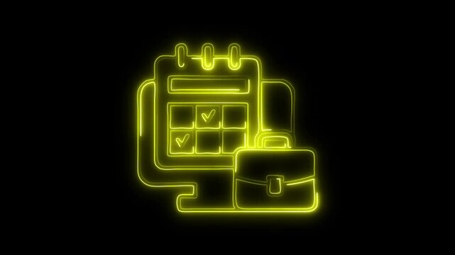 Glowing neon Calendar Event  icon isolated on black background. HD Video motion graphic animation - Powered by Adobe