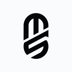 Letter Ms or Sm initial capsule shape logo